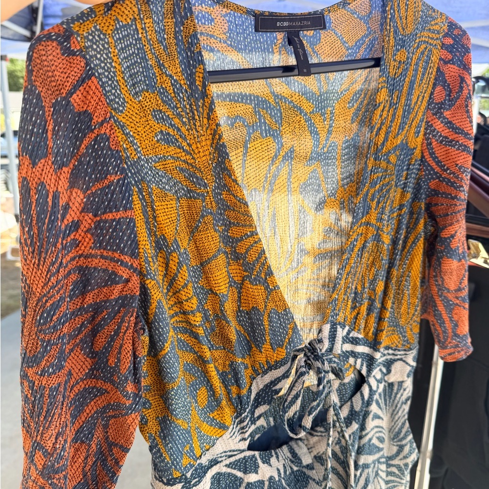 Bcbgmaxazria Blue And Orange Patterned Dress - image 2